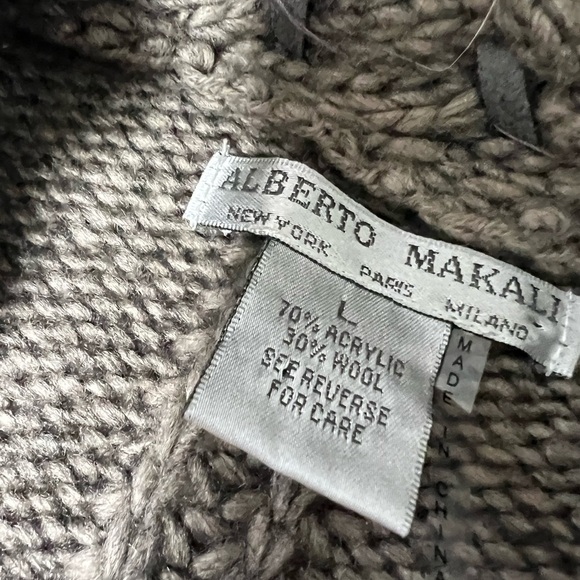 Alberto Makali Open Front Sleeveless Cardigan Long Sweater Large Wool Blend 110 - Picture 2 of 2